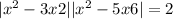  | {x}^{2} - 3x + 2 | + | {x}^{2} - 5x + 6| = 2