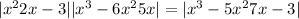  |x {}^{2} + 2x - 3 | + |x {}^{3} - 6x {}^{2} + 5x | = |x {}^{3} - 5x {}^{2} + 7x - 3 | 