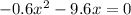  -0.6 {x}^{2} -9.6x = 0