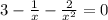  3 - \frac{1}{x} - \frac{2}{ {x}^{2} } = 0