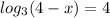  log_{3}(4 - x) = 4