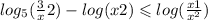  log_{5}( \frac{3}{x} + 2 ) - log(x + 2) \leqslant log( \frac{x + 1}{ {x}^{2} } ) 