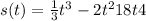  s(t) = \frac{1}{3} t {}^{3} - 2t {}^{2} + 18t + 4 