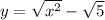  y = \sqrt{ {x}^{2} } - \sqrt{5} 