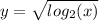  y = \sqrt{ log_{2}(x) } 