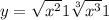  y = \sqrt{x ^{2} } + 1 + \sqrt[3]{x ^{3} } + 1 