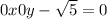 0x + 0y - \sqrt{5} = 0