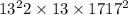 13 { }^{2} + 2 \times 13 \times 17 + 17 {}^{2} 