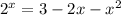 2 {}^{x} = 3 - 2x - x {}^{2} 