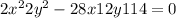 2 {x}^{2} + 2 {y}^{2} - 28x + 12y + 114 = 0