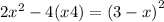 2 {x}^{2} - 4(x + 4) = {(3 - x)}^{2} 
