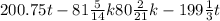 200.75t - 81 \frac{5}{14} k + 80 \frac{ 2}{21} k - 199 \frac{1}{3} t