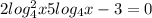 2log^{2}_{4} x + 5log_{4} x-3=0