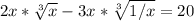 2x*\sqrt[3]{x} -3x*\sqrt[3]{1/x} =20