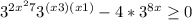 3^{2x^{2}+7 } +3^{(x+3)(x+1)} -4*3^{8x} \geq 0