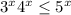 3^{x}+4^{x} \leq 5^{x}