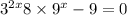 3 {}^{2x} + 8 \times 9 {}^{x} - 9 = 0