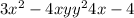 3 {x}^{2} - 4xy + {y}^{2} + 4x - 4