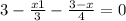 3 - \frac{x+ 1}{3} - \frac{3 - x}{4} = 0