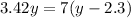 3.4 + 2y = 7(y - 2.3)