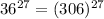 36^{27} = (30 + 6)^{27}