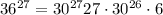 36^{27} = 30^{27} + 27 \cdot 30^{26} \cdot 6