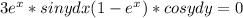 3e^x*sin ydx+(1-e^x)*cos ydy=0