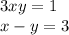 3x + y = 1 \\ x - y = 3