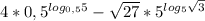 4*0,5^{log_{0,5} 5} - \sqrt{27} * 5^{log_{5}\sqrt{3} }