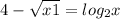 4 - \sqrt{x + 1} = log_{2}x