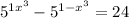 5^{1+x^{3} } - 5^{1-x^{3} }=24