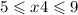 5 \leqslant x + 4 \leqslant 9