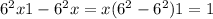 6^2x+1-6^2x=x(6^2-6^2)+1=1