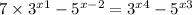 7 \times {3}^{x + 1} - {5}^{x - 2} = {3}^{x + 4} - 5^{x + 3} 