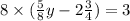 8 \times ( \frac{5}{8} y - 2 \frac{3}{4} ) = 3