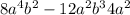 8 {a}^{4}b ^{2} - 12 {a}^{2}b ^{3} + 4 {a}^{2} 