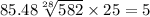 85.48 \sqrt[28]{582} \times 25 = 5