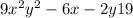 9x^{2} +y^{2} -6x-2y+19