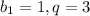 b_1 =1, q=3; 