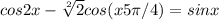 cos2x-\sqrt[2]2 cos(x+5\pi/4)=sinx ; [6\pi ; 7,5\pi]