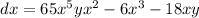 dx=65x^5} yx^{2} -6x^{3}-18xy