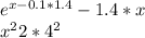 e^{x-0.1*1.4} - 1.4 * x\\x^{2} + 2*4^{2}