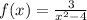 f(x) = \frac{3}{ {x }^{2} - 4} 