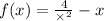 f(x) = \frac{4}{{ \times }^{2} } - x