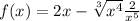 f (x) = 2x-\sqrt[3]{x^{4} } +\frac{2}{x^{5} }