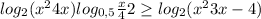 log_{2}(x^{2} +4x)+log_{0,5} \frac{x}{4} +2\geq log_{2} (x^{2} +3x-4)