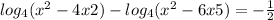 log_{4} (x^{2}-4x+2 )-log_{4} (x^{2} -6x+5)=-\frac{1}{2}