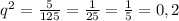 q^{2}=\frac{5 }{125}=\frac{1}{25}=\frac{1}{5}=0,2