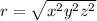 r=\sqrt{x^{2}+y^{2}+z^{2} }