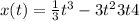 x(t) = \frac{1}{3} {t}^{3} - 3 {t}^{2} + 3t + 4